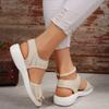 2025 Plus Size New Solid Color Elastic Slipover Fish Mouth Wedge Mesh Casual Sandals for Women