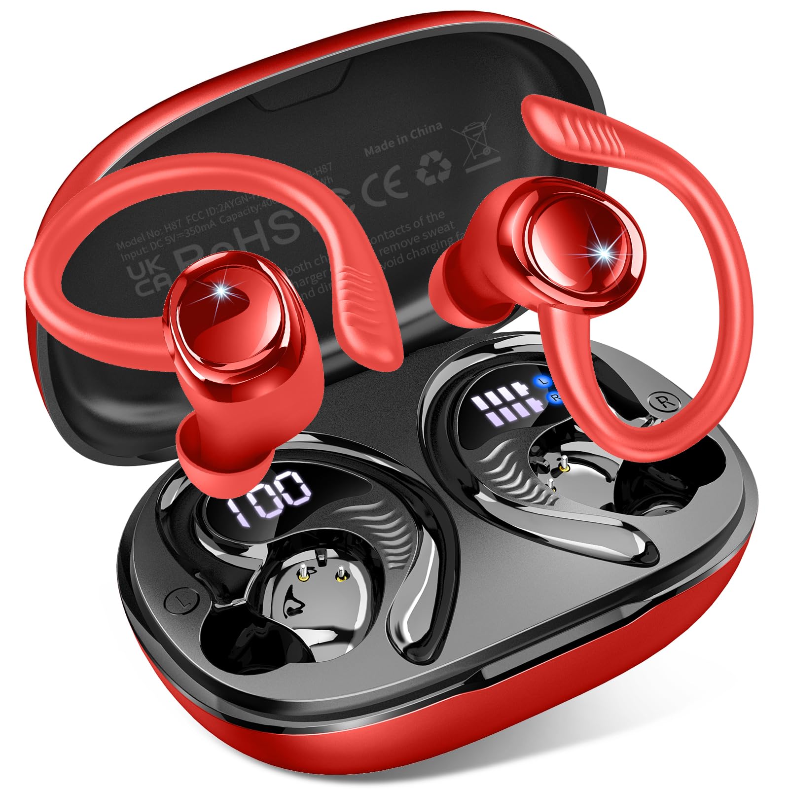 

Bluetooth Wireless 2025 Bluetooth Instant Automatic Up to 50 Hours of No Ear Sound 4 ENC Noise IPX7 LED Perfect for and Sports Earbuds, 5.4,