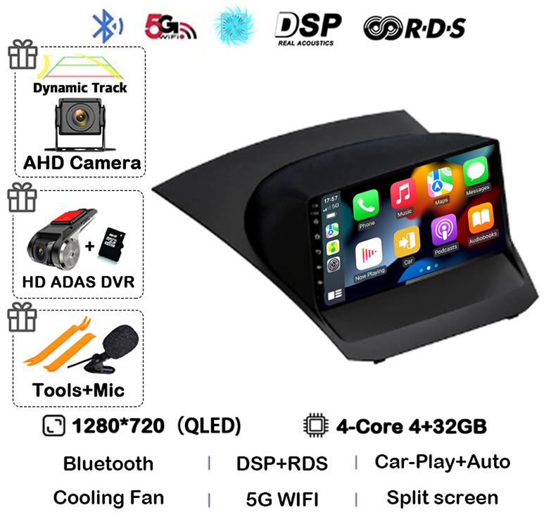Android13 Carplay Auto For Ford Fiesta Mk 6 2009 2010 2011 2012 2013 2014 -2018 Multimedia Car Radio Player WIFi+4G DSP GPS 2DIN