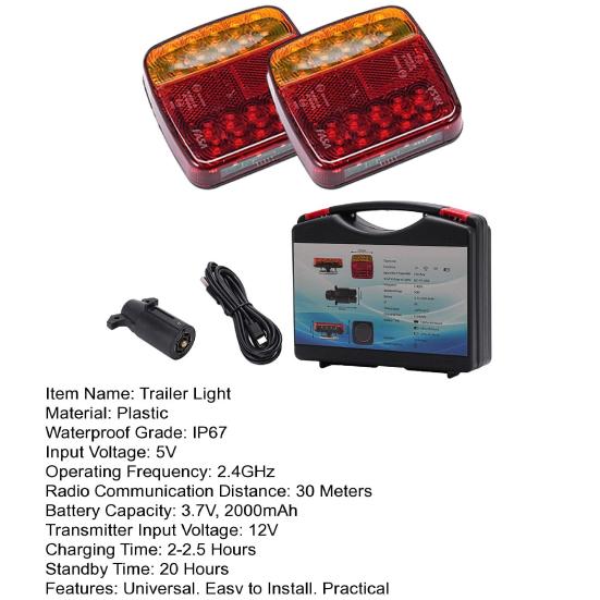 Magnetic Wireless Trailer Lights High Brightness IP67 Waterproof 2.4GHz Frequency Rechargeable LED Trailer Lights Tail Tow Lights Kit