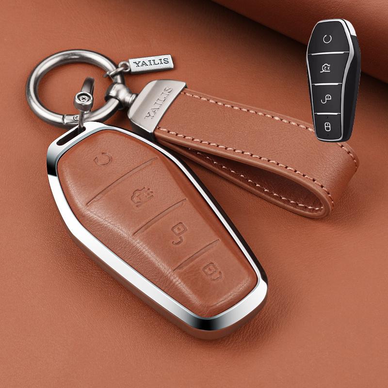 Metal Leather Car Remote Key Cover Case Holder shell Fob For New ATTO 3 2 8 Song Pro Plus Shark Dolphin Seal U 5 Sealion 6 7