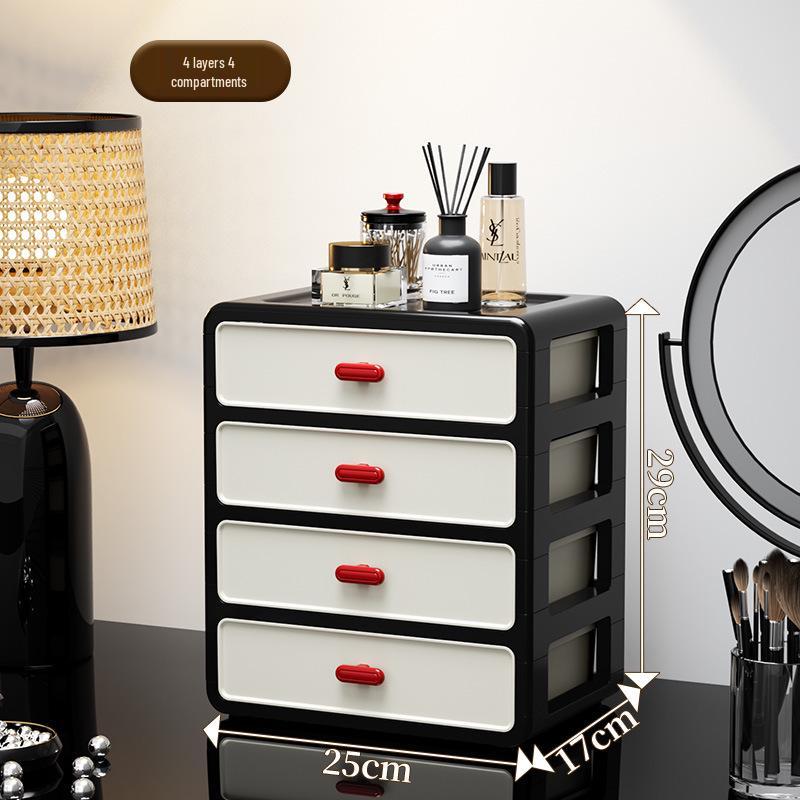 Retro-Style Plastic Cosmetic Storage Cabinet with Drawers