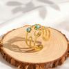 Fashion Charm Turquoise Star And Moon Ring for Women Stainless Steel Three-Layer Opening Rings Wide Finger Jewelry Gift
