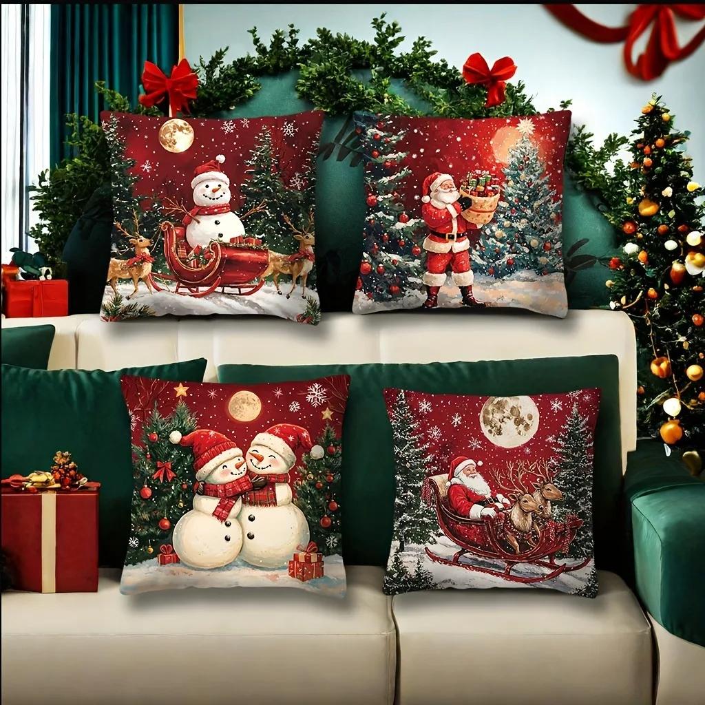 Christmas and New Year decoration Pillowcase Santa Claus Snowman Pillow Cover Living Room Sofa cushion cover home decoration