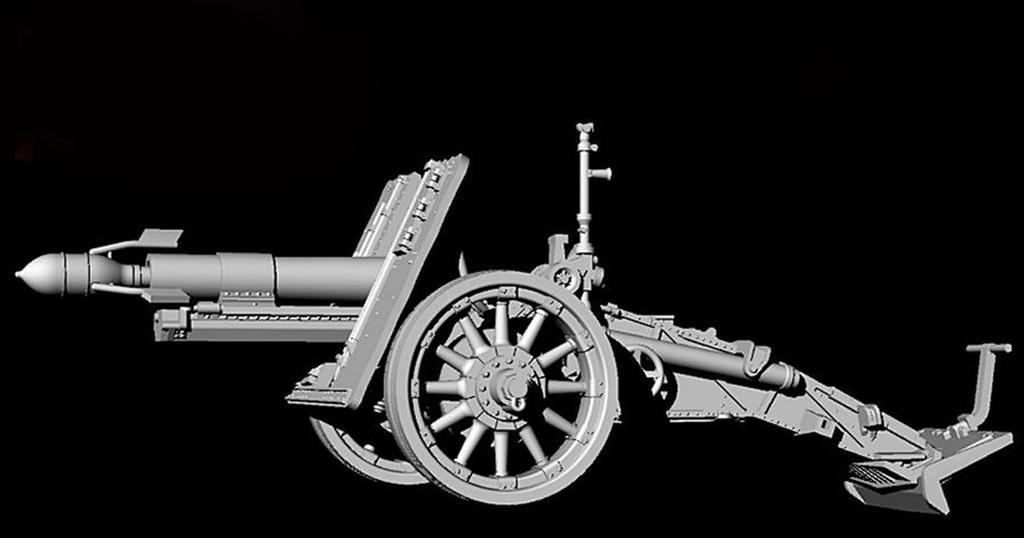 FTF 1/72 Scale German 150mm Heavy Infantry Gun sIG33 with Wooden Wheels and Type 42 Muzzle-Loading Blast Shells, Plastic Model Kit PF72123 (Cannon)