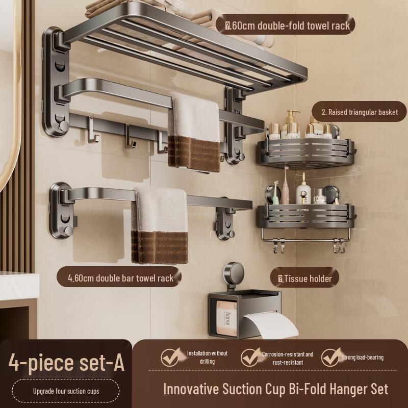 Foldable No-Drill Wall-Mounted Towel & Storage Shelf