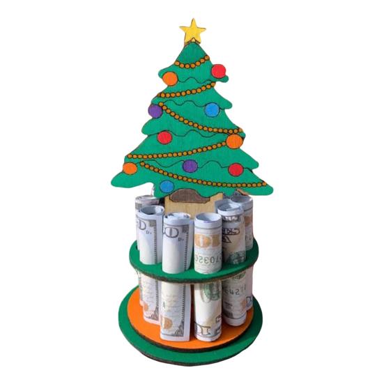 Carte De Noel Lot De 8 Porte-billets En Bois Pour Cartes De Noël - Décoration De Noël Amusante - Pendentif Arbre De Noël Fait à La Main Avec Cordon (sans L'argent Carte