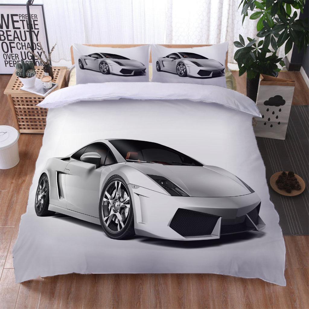 King Queen Duvet Cover Supercar 3D Single Person Double Quilt Cover Polyester Bedding Collection For Kids Teens Adults With Pillowcase
