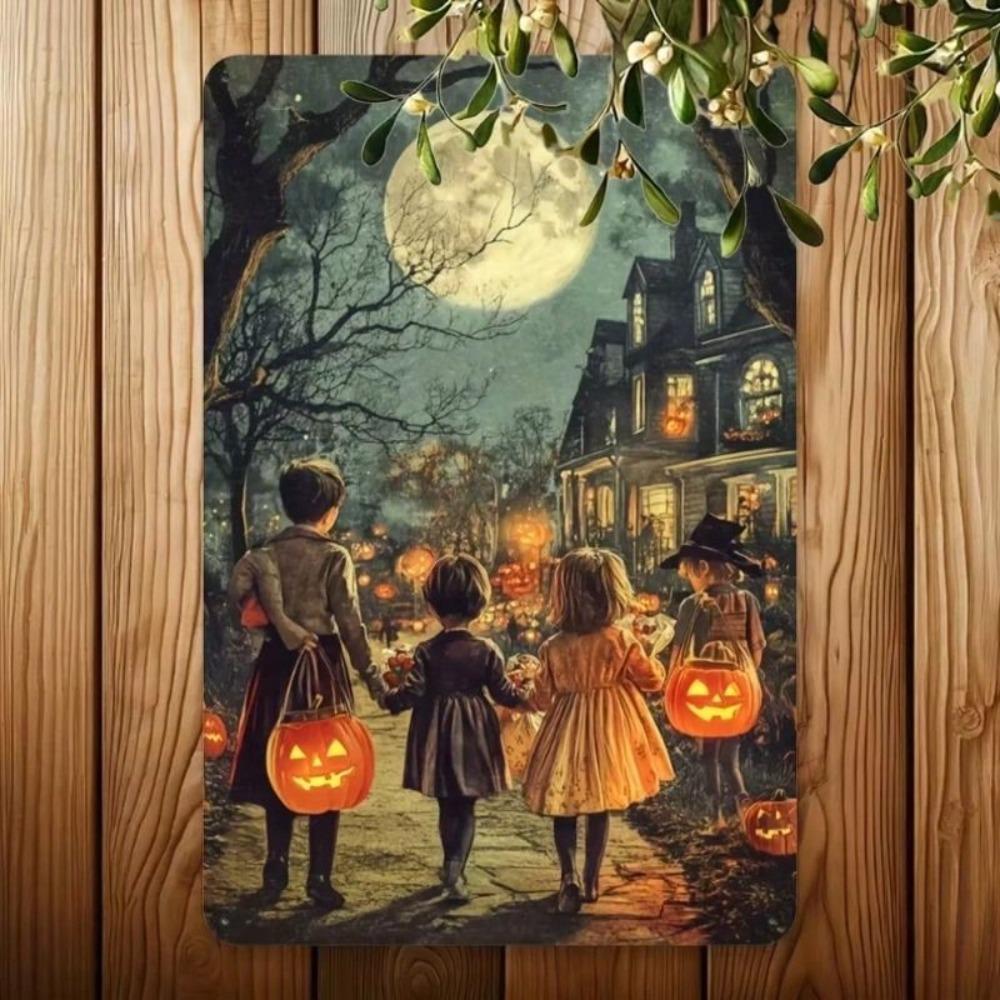 Vintage Halloween Metal Tin Sign Wall Decor 8x12 Inch Retro Poster for Bar Pub Home