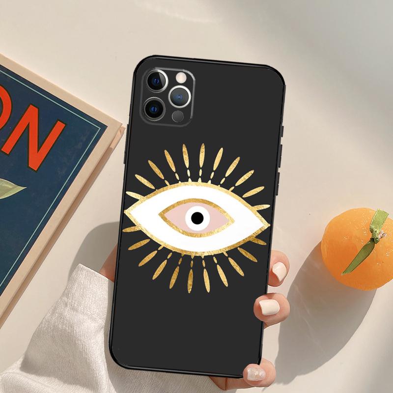 Evil Eye Hamsa Funda Case For iPhone 16 Pro Max 15 14 11 12 13 Pro Max Mini XR 16e 16 15 Plus Phone Cover