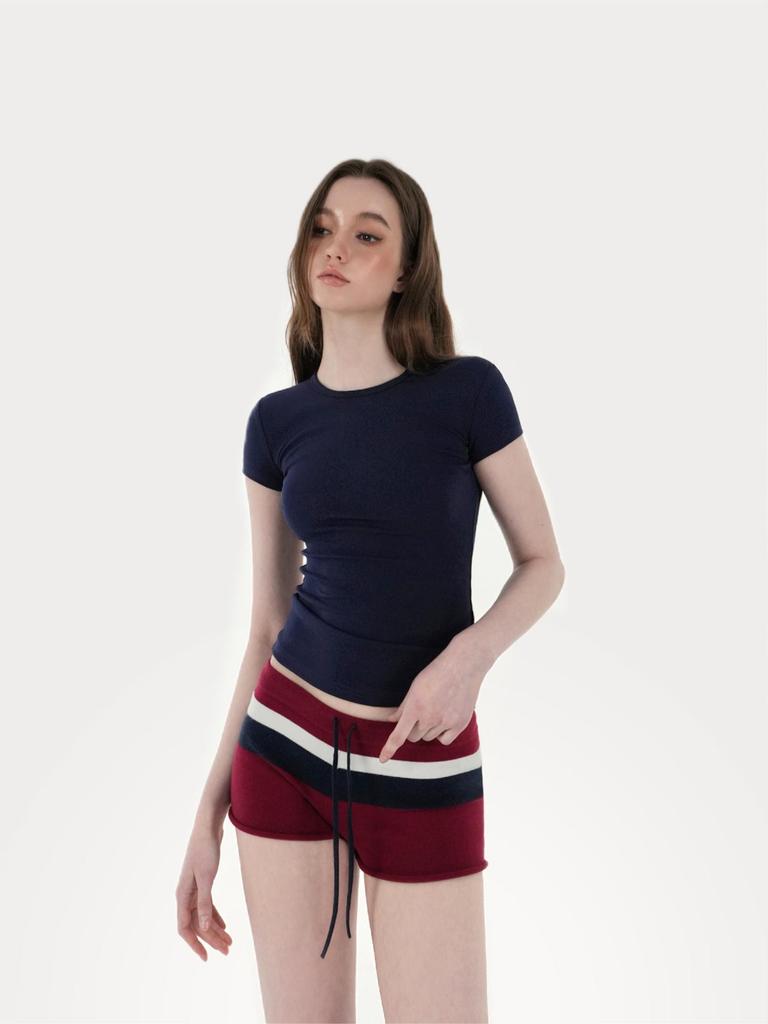 European & American Slim Fit High-Elastic Short-Sleeve T-Shirt: Breathable, Figure-Flattering, Petite Base Top