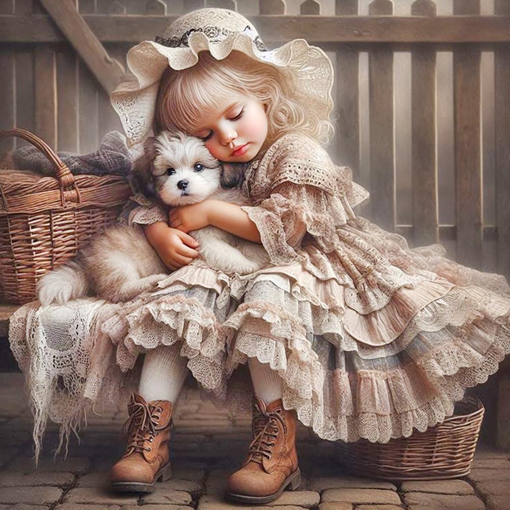 Girl 5D DIY Full Drill Round Diamond Painting Kit for Home Wall Decoration