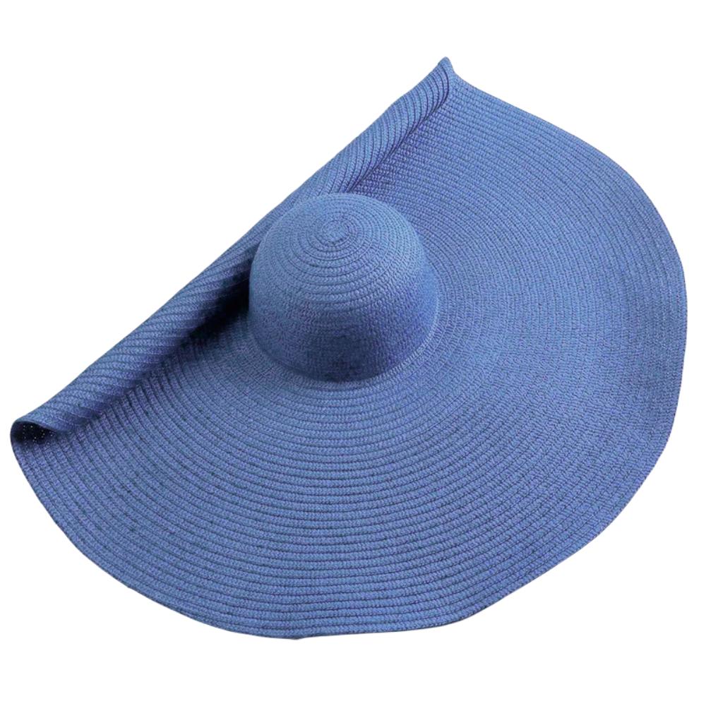 

Солнцезащитная шляпа с широкими полями 70 см в стиле бохо, летняя пляжная шляпа от солнца, для пляжа светло-синий