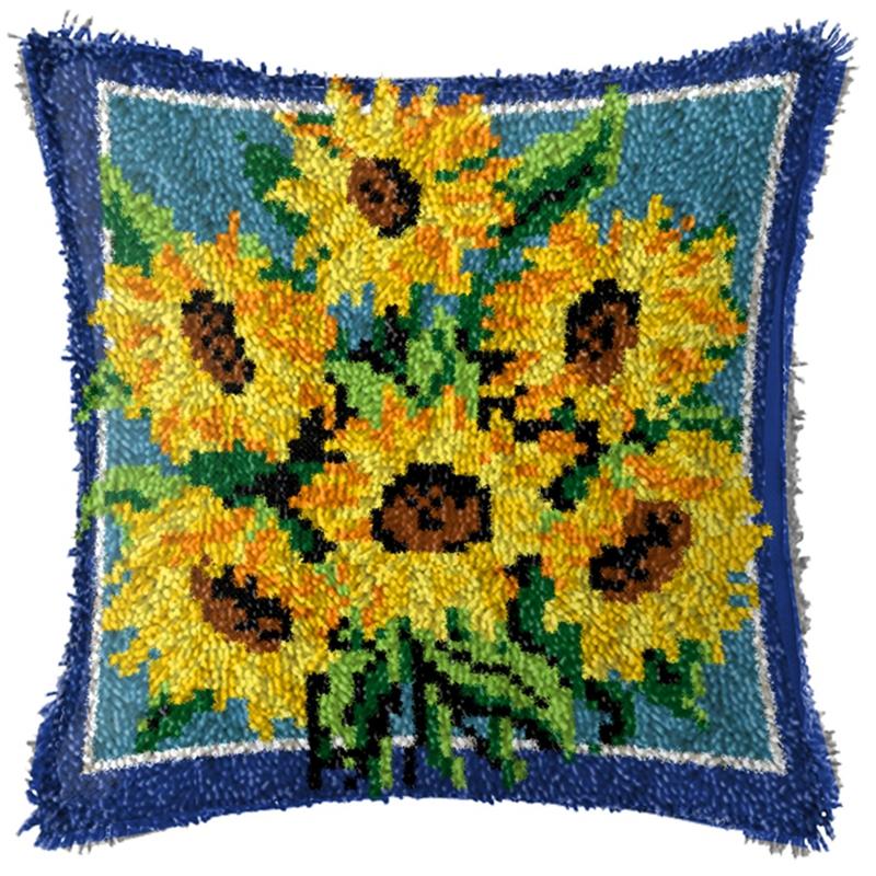 Flowers/Plant Series Latch Hook Rug Kits Pillows Smyrna Package Carpet Embroidery Latch Hook Kit Cross Stitch Pillow Knooppakket