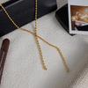 Yori Stainless Steel Rice Bead Tassel Y Chain Necklace for Women Rust Proof Metal High Quality Trendy Jewelry