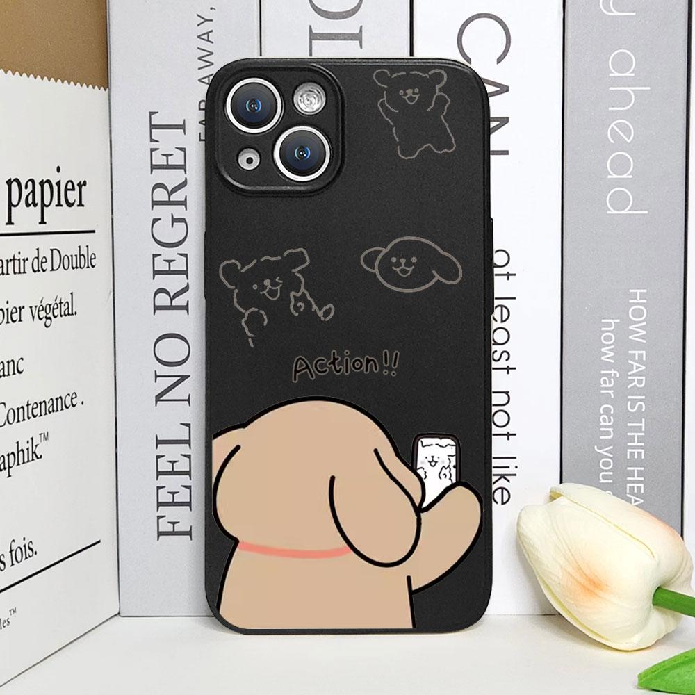 Funny Animal Dog Couple Phone Case for IPhone 11 12 13 14 15 16 Pro Max Mini 7 8 Plus X XS MAX SE2 Soft Cover Paired Fundas Skin