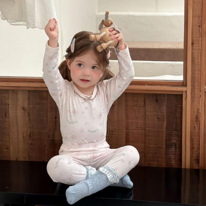 Kids Cotton Lycra Pajamas Set A Skin-friendly Long Sleeve Winter Homewear Boys Girls