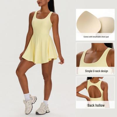 Women's Sports Jumpsuit: European & American Tennis, Running, Yoga Dress with Chest Pad - Model 62113