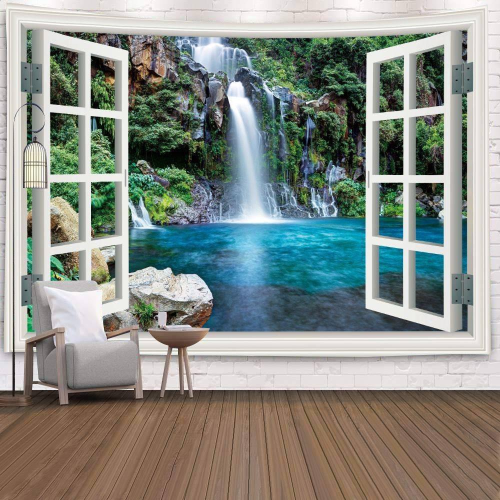 Wall Hanging Living Room Bedroom Window Natural Landscape Beach Large  Covering Decoration Tapestry Background Cloth Bedside