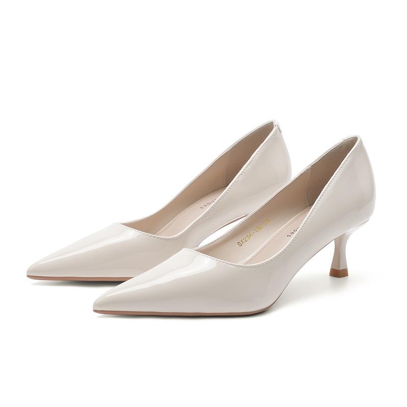 

7-5 Сексуальные остроносые тонкие каблуки телесного цвета туфли на высоком каблуке женские осенние новые темпераментные туфли для работы 40