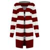 Damen Lässiger Offener Lang geschnittener Gestreifter Cardigan Pullover Leichte Strick Oberbekleidung für den Alltag