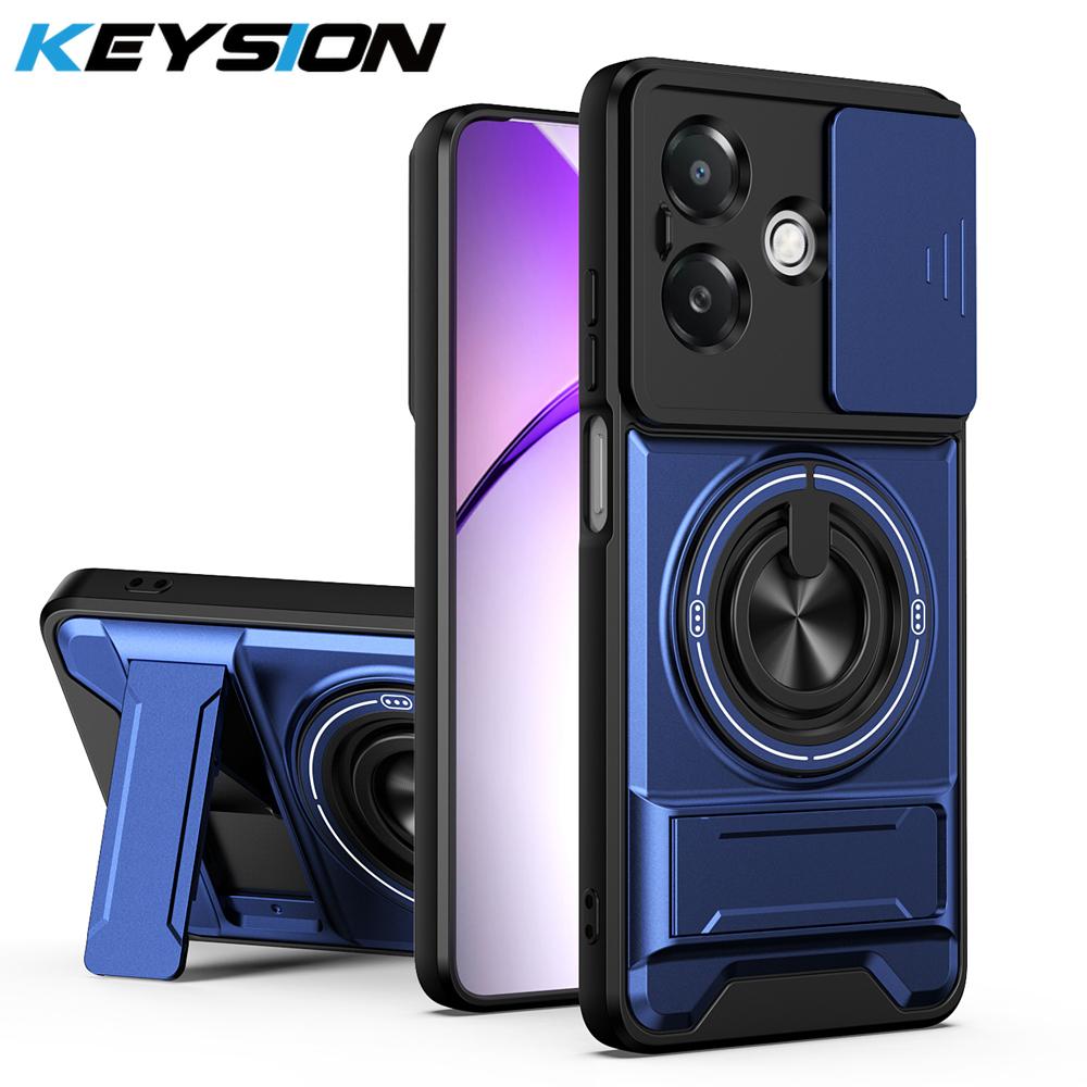 KEYSION Magnetic Phone Case for OPPO A3 A3X 5G A5i Slide Camera Protection Upright Kickstand 360 Ring Shockproof Back Cover