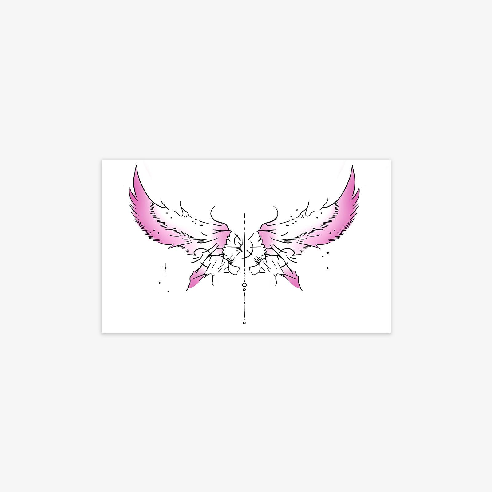 

Pink Mist Angel Wings Back Tattoo Sticker, Waterproof And Long-Lasting Female, Niche High-End Cross Star Sticker 9*15