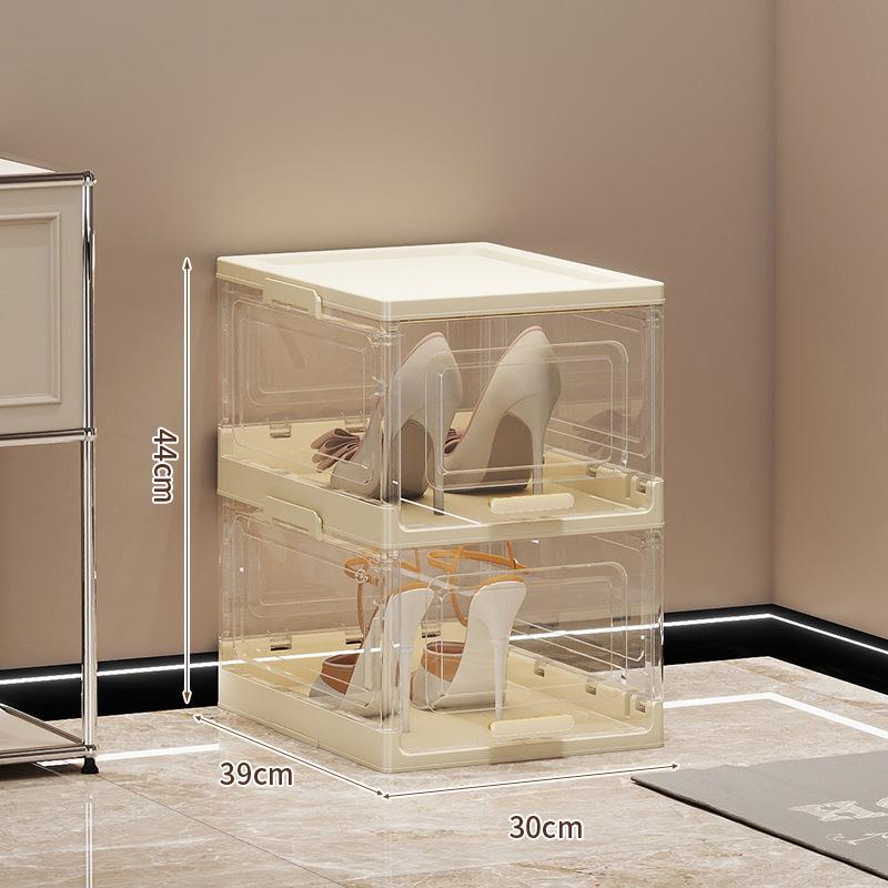 Clear Foldable Luxury Shoe Cabinet with Flip-Top Dustproof Design for Sneaker Storage