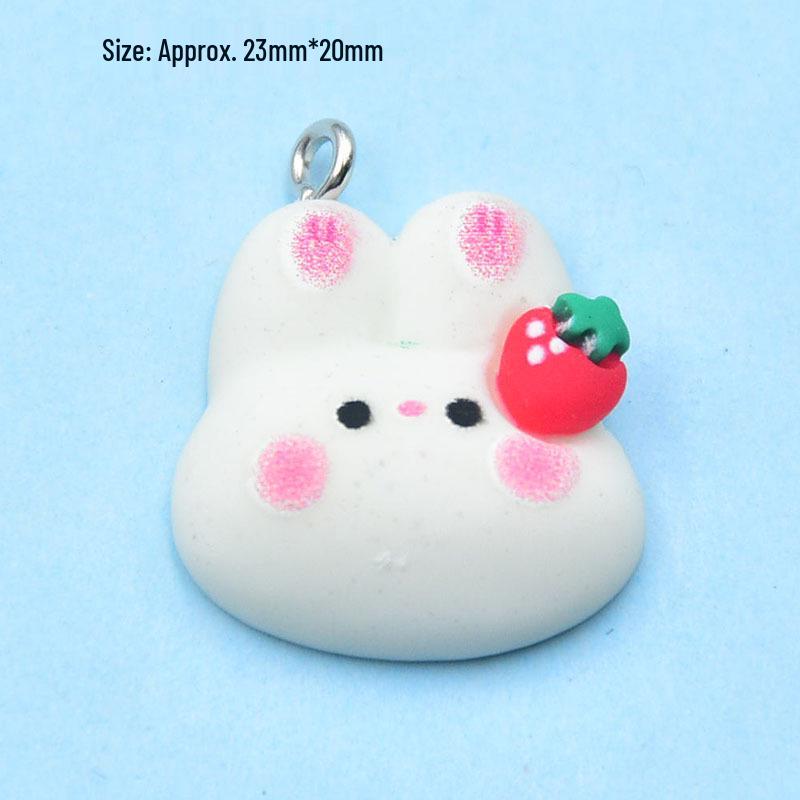 Colorful Resin Strawberry Rabbit Charm Earring & Keychain Accessory - DIY Jewelry