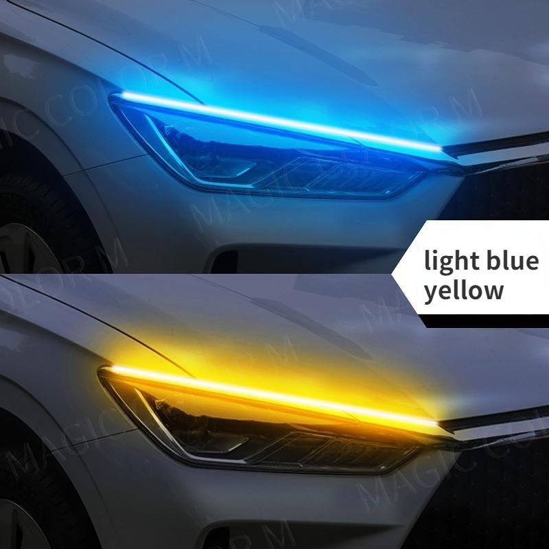 2 PCS Car Lamp Accessories DRL Car Flexible LED Daytime Running Lights Turn Signal Lamp Headlight Waterproof Light Strip
