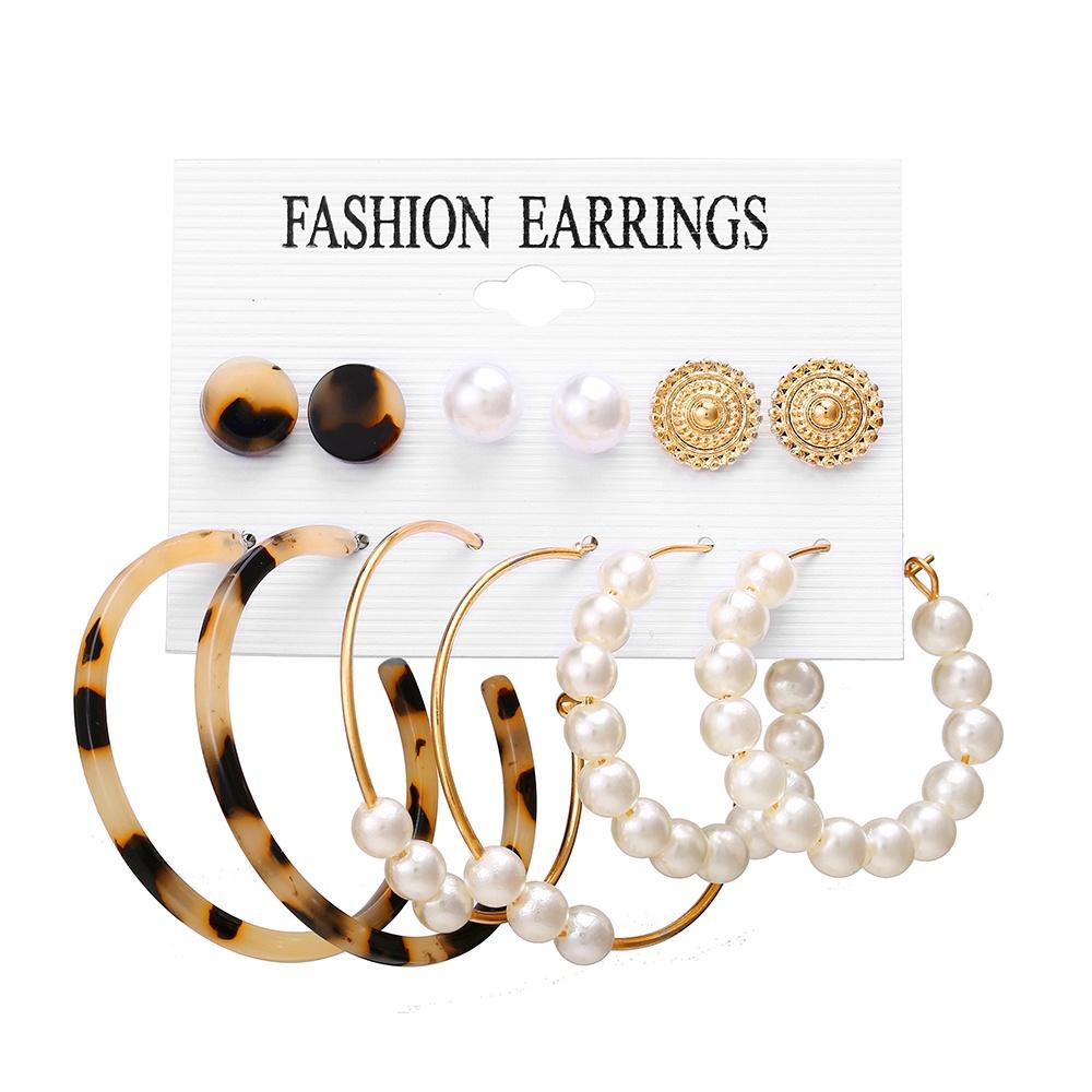 IF ME Korean Geometric Tassel Earring Set Simple Retro Leaf Heart Gold Earrings Jewelry Accessories