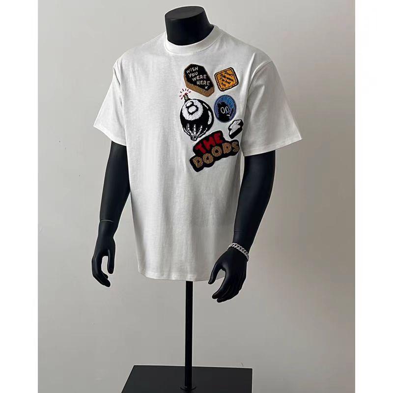 Cotton Short Sleeve T Men's T-shirt Ins Trendy Hip-Hop Style Crew Neck Base Shirt Summer