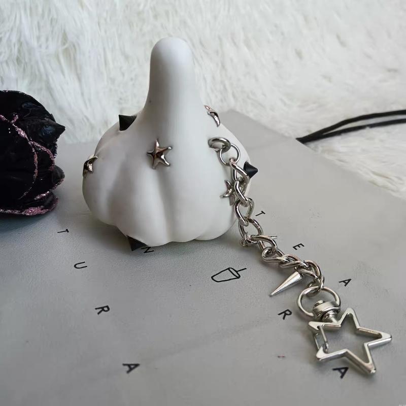 Punk Rivet Fruit Vegetable Bag Charm Dark Y2K Subculture Cool Keychain Pendant for Teen Backpack Decor Daily Gift