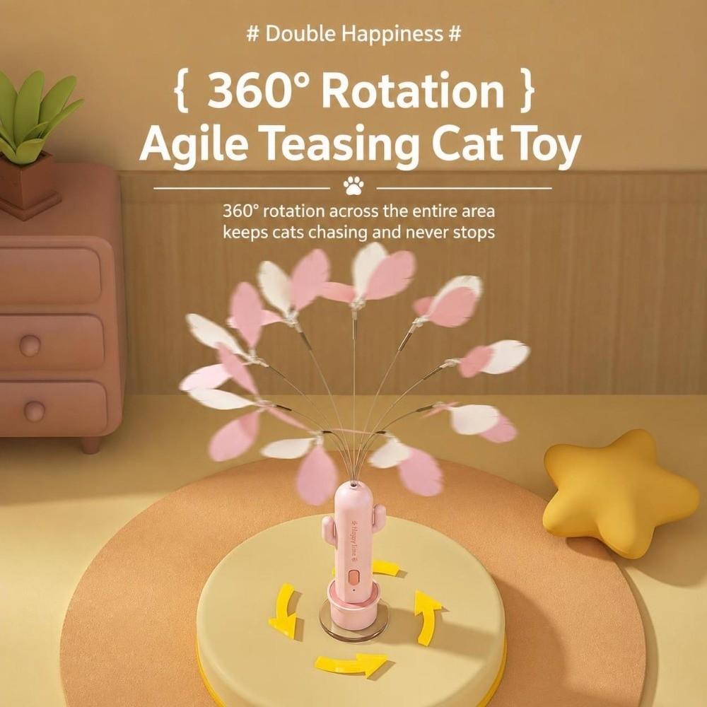 Suction Cup Cat Teaser Toy 360 Rotation Electric Cat Rod Interactive Cat Toy Home Furniture