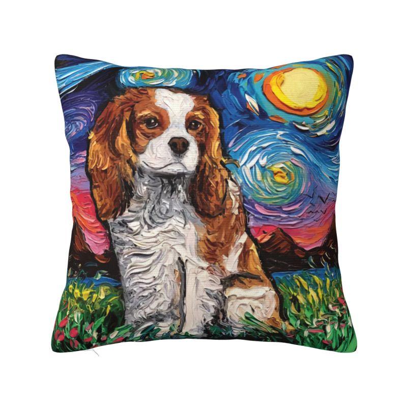 Custom Modern Cavalier King Charles Spaniel Cushion Cover for Sofa Velvet Cartoon Dog Pillow Case Bedroom Decoration