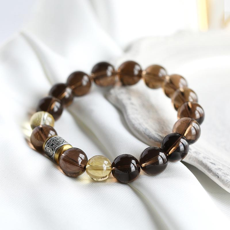 

Браслет из стерлингового серебра с кристаллами дымчатого кварца, оригинальный дизайн