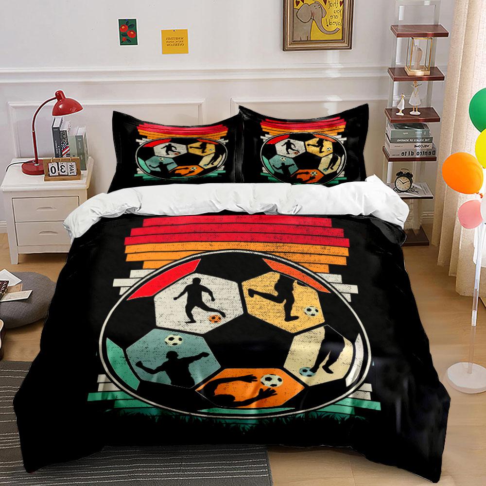 Soccer-Themed Three-Piece Set Design Kid'S And Adults' Bedroom Decor, Exquisite Three-Piece Bedding Set Gift
