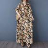 Women's Vintage Long Dress with Cotton and Linen Patterns