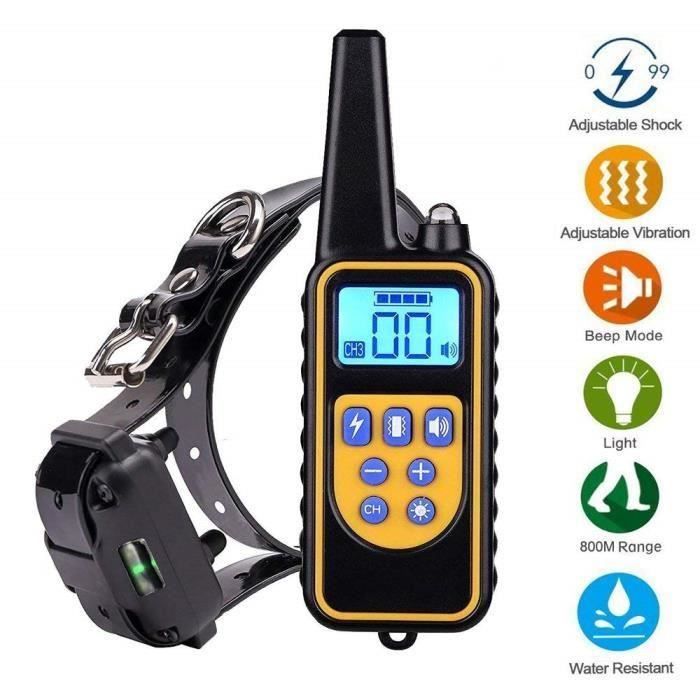 Collier Anti Aboiement Chien Rechargeable - 800m - 99 Niveaux - 4 Modes d'Entraînement