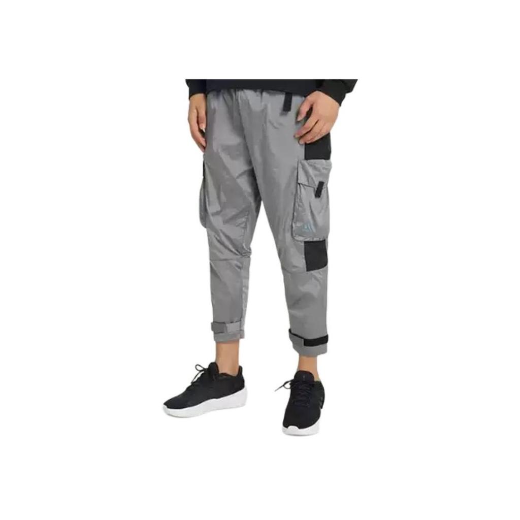 Adidas Patchwork Multi-Pocket Drawstring Casual Pants Men Bottoms Grey IC9251