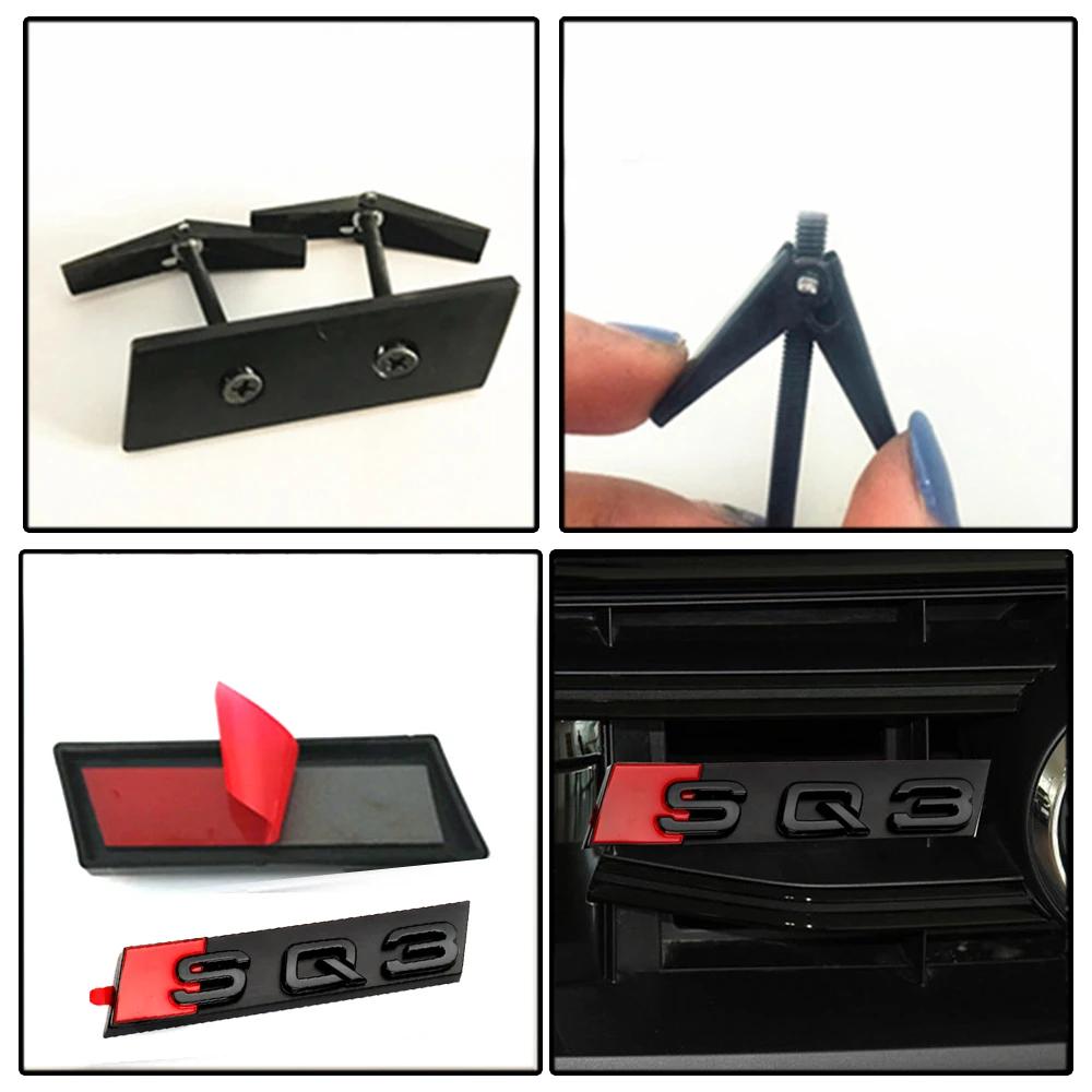 3D ABS Chrom Schwarz Logo SQ3 SQ5 SQ7 Emblem Auto Kühlergrill Abzeichen Zubehör Audi SQ