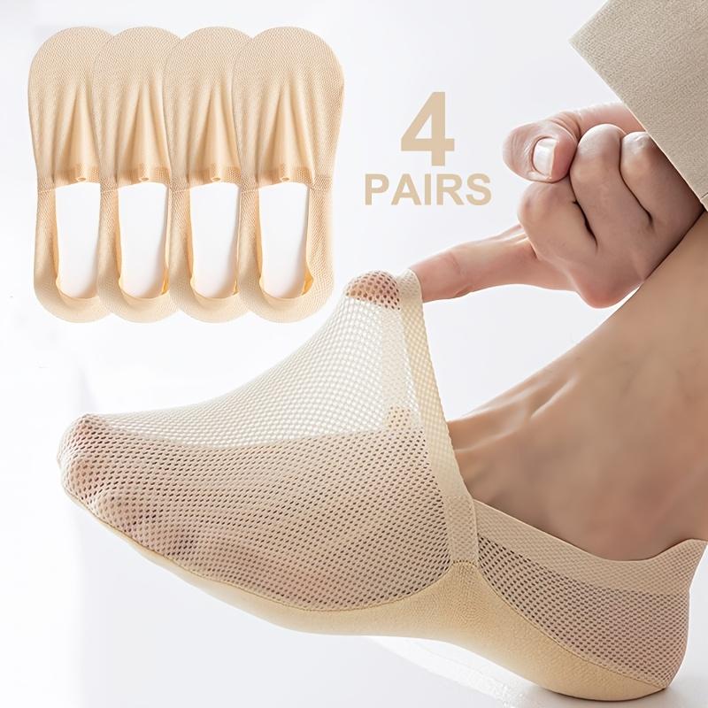 

4 пары женских невидимых носков абрикосового цвета | Летние тонкие низкие нескользящие дышащие из ледяного волокна повседневные One Size