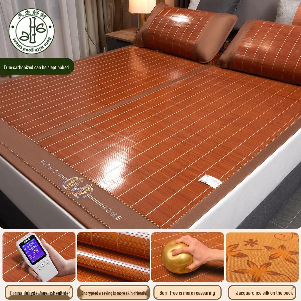 Double-Sided Bamboo & Ice Silk Mat, Foldable for Summer & Winter, Single Person Dormitory Mat with Free Shipping