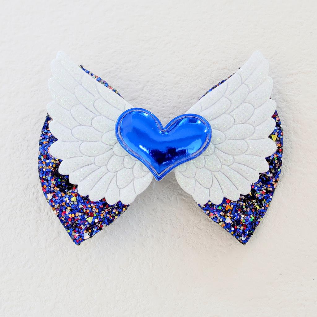 1PC Cute Girls Hair Bows with Clips Kids 4inch Sparkly Wing Hair Bows Barrettes Clips Heart Hairpins Children Hair Accessories