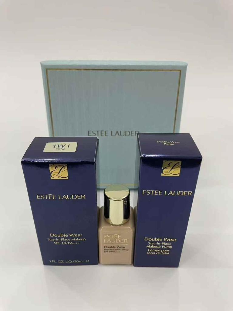 Estée Lauder Double Wear Fond de Teint 1W1 Ensemble Deux Pièces 30ml+15ml+Pompe Contrôle du Sébum Longue Tenue Finition Mate