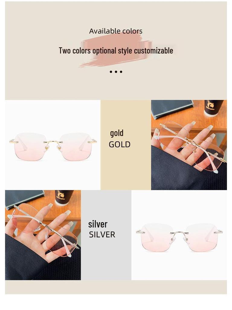 Baby's Breath Frameless Anti-Blue Light Glasses: Trendy Blush Square Frame for Women