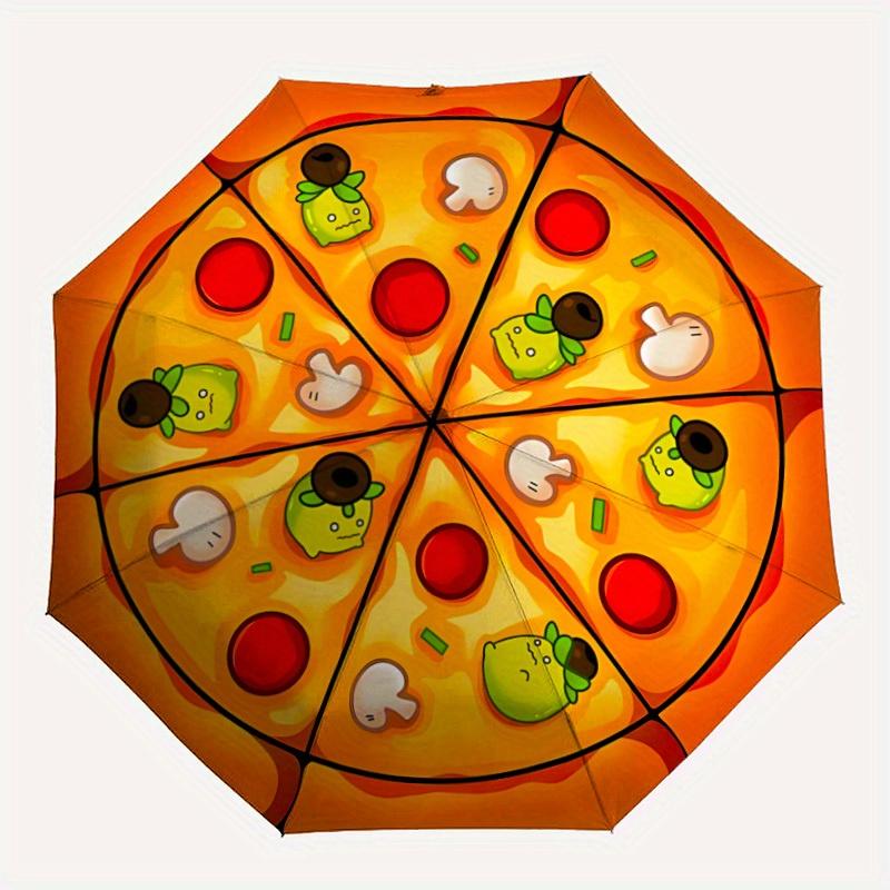 

1pc Pizza Slice Automatic Open/close, Heavy-Duty Iron Frame & 8-Rib structure, Compact Folding Umbrella for Women/Men, All-Season Travel, Halloween an