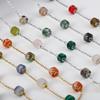 1Meter Crystal Stone Beads Chains Stainless Steel PVD Plated Beaded Chain for DIY Jewelry Making Components Bracelets Necklaces