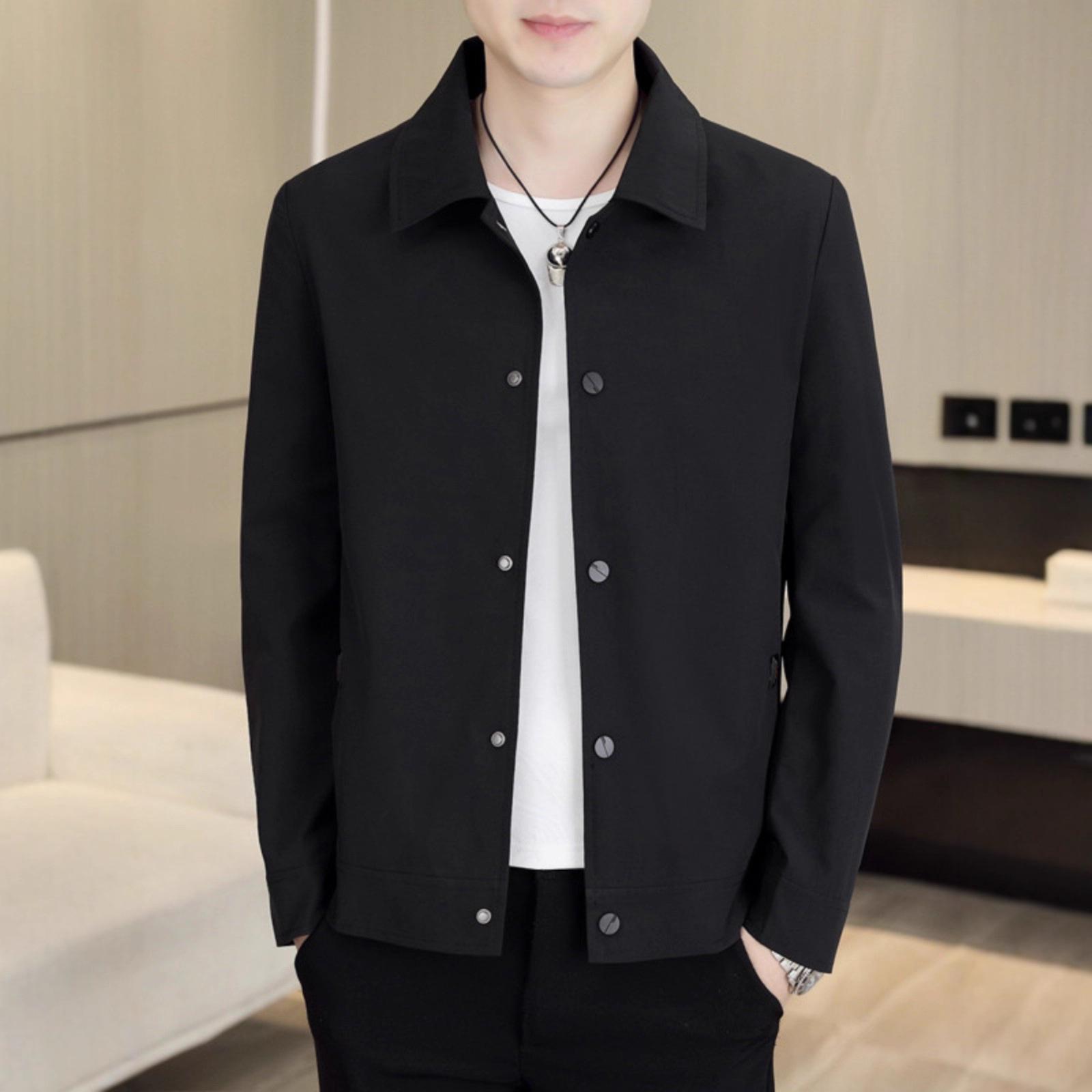 

Spring and Autumn New Jacket Men s Handsome Versatile Top Business Casual Lapel Jacket 3XL чёрный