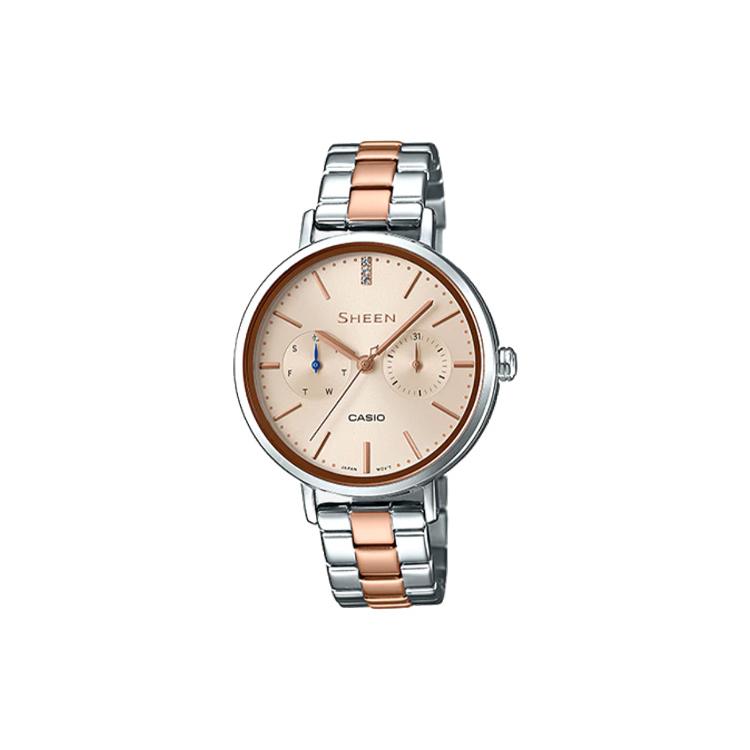CASIO Women s SHEEN 34mm Gold Watch SHE-3054SPG-4A SHE-3054SPG-4A Silver Strap